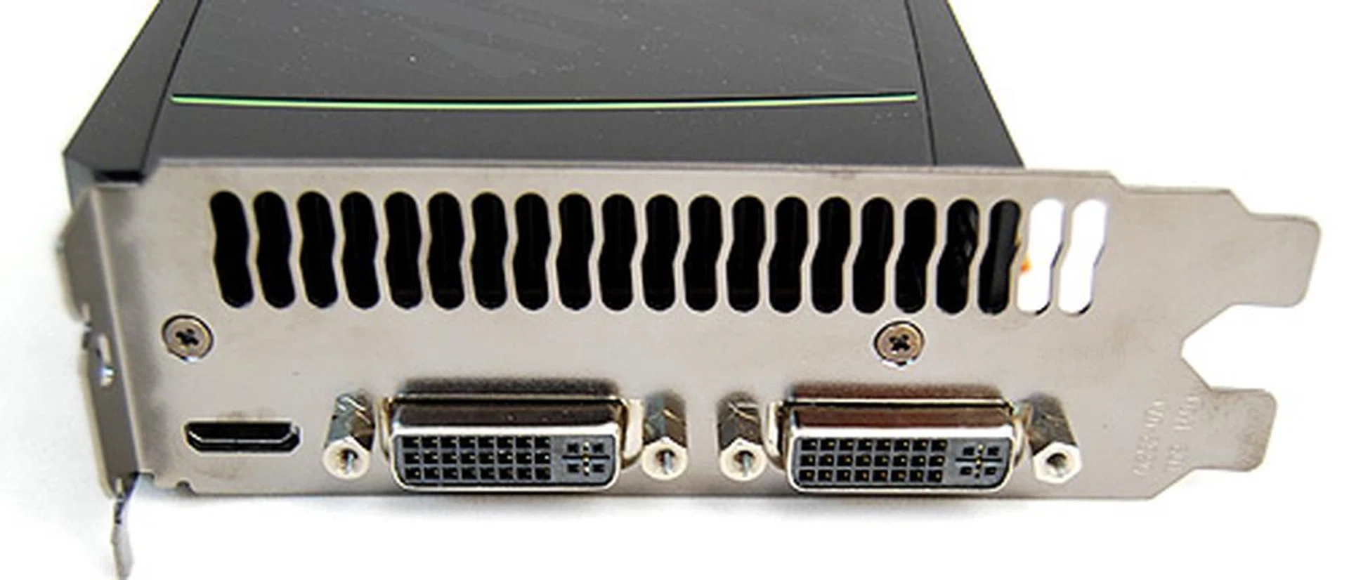 The GeForce GTX 580 has the same twin DVI and single mini-HDMI ports found on the GTX 480. It still can only power two displays simultaneously.