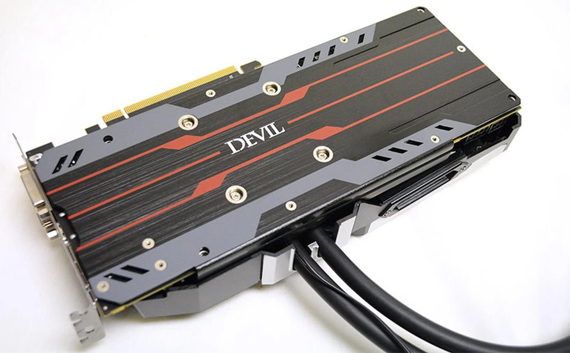 The brushed metal backplate sports the same aggressive detailing as the cooling shroud.