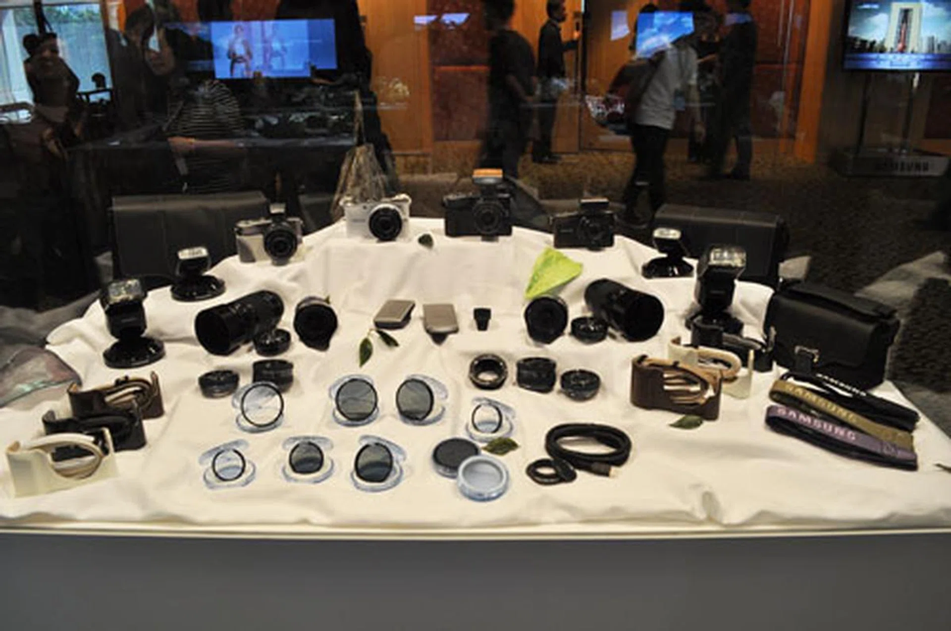 The NX100 cameras with an array of available, announced and coming lenses and accessories.