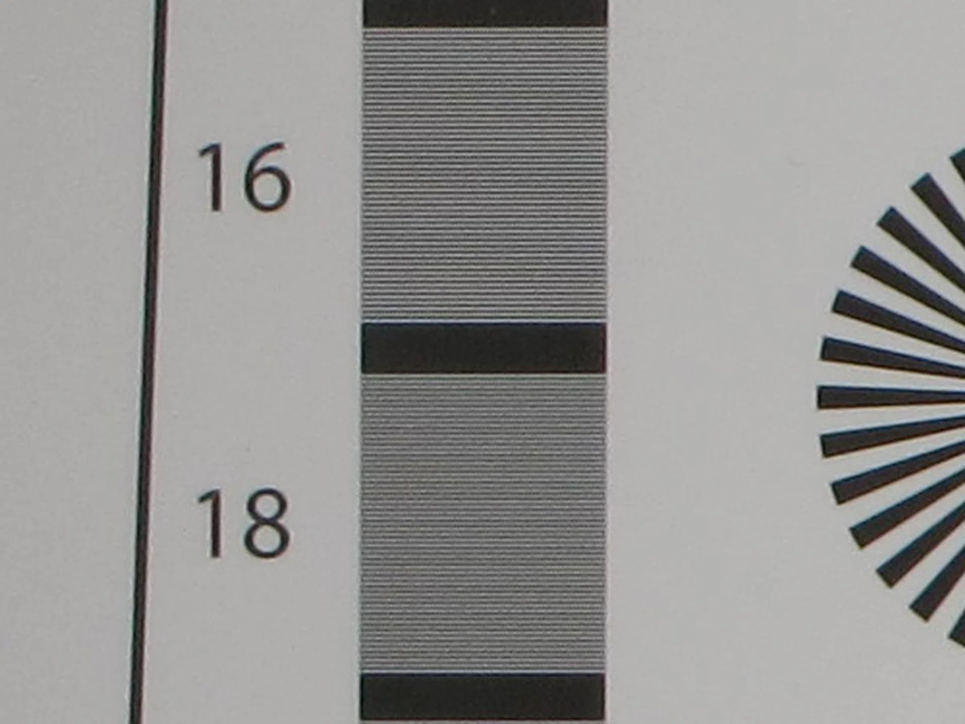 A 100% crop of our resolution chart test.