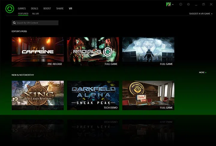 The VR tab is where all VR-related content will be housed under.