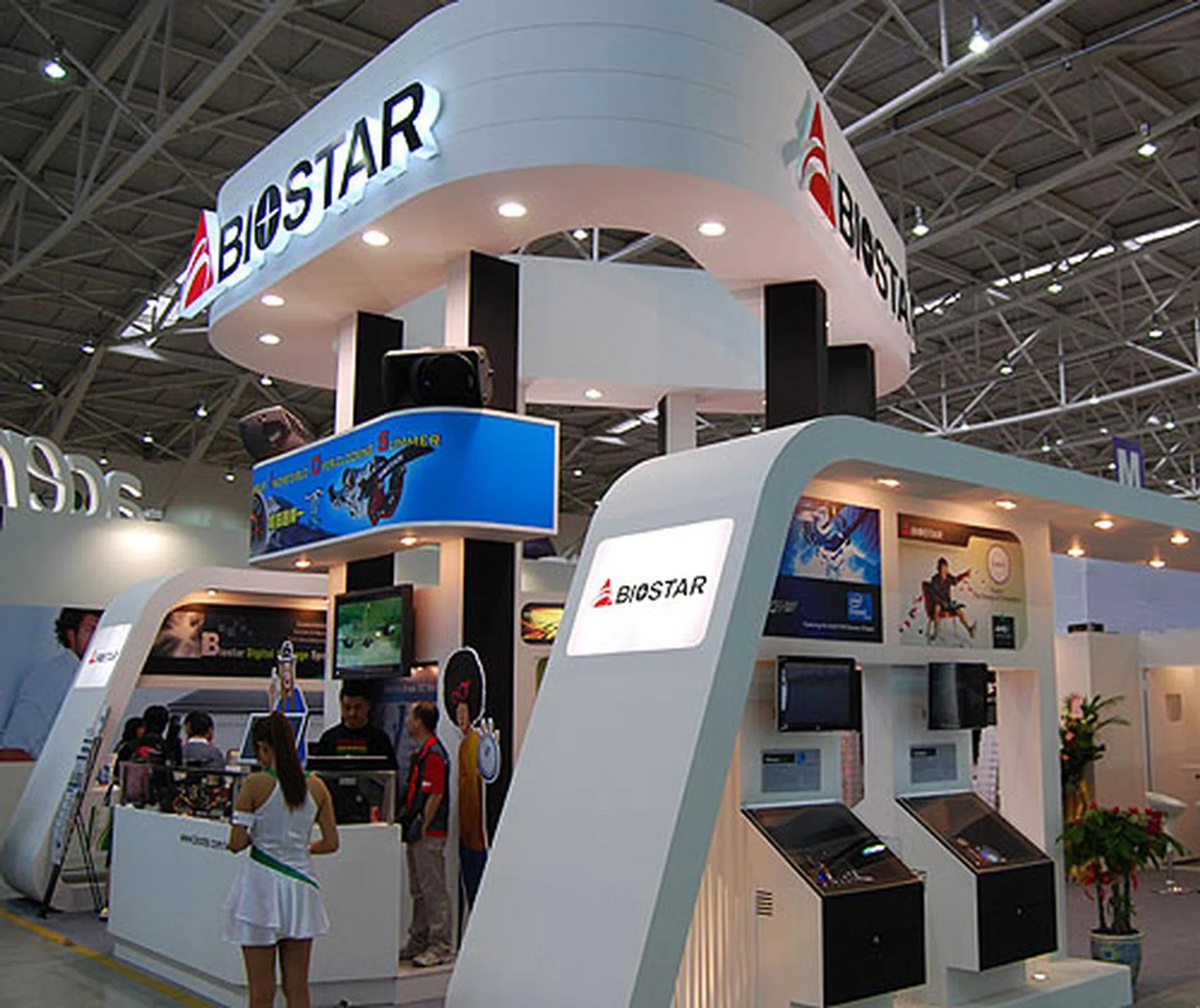 Biostar had both its motherboard and graphics products at its booth.