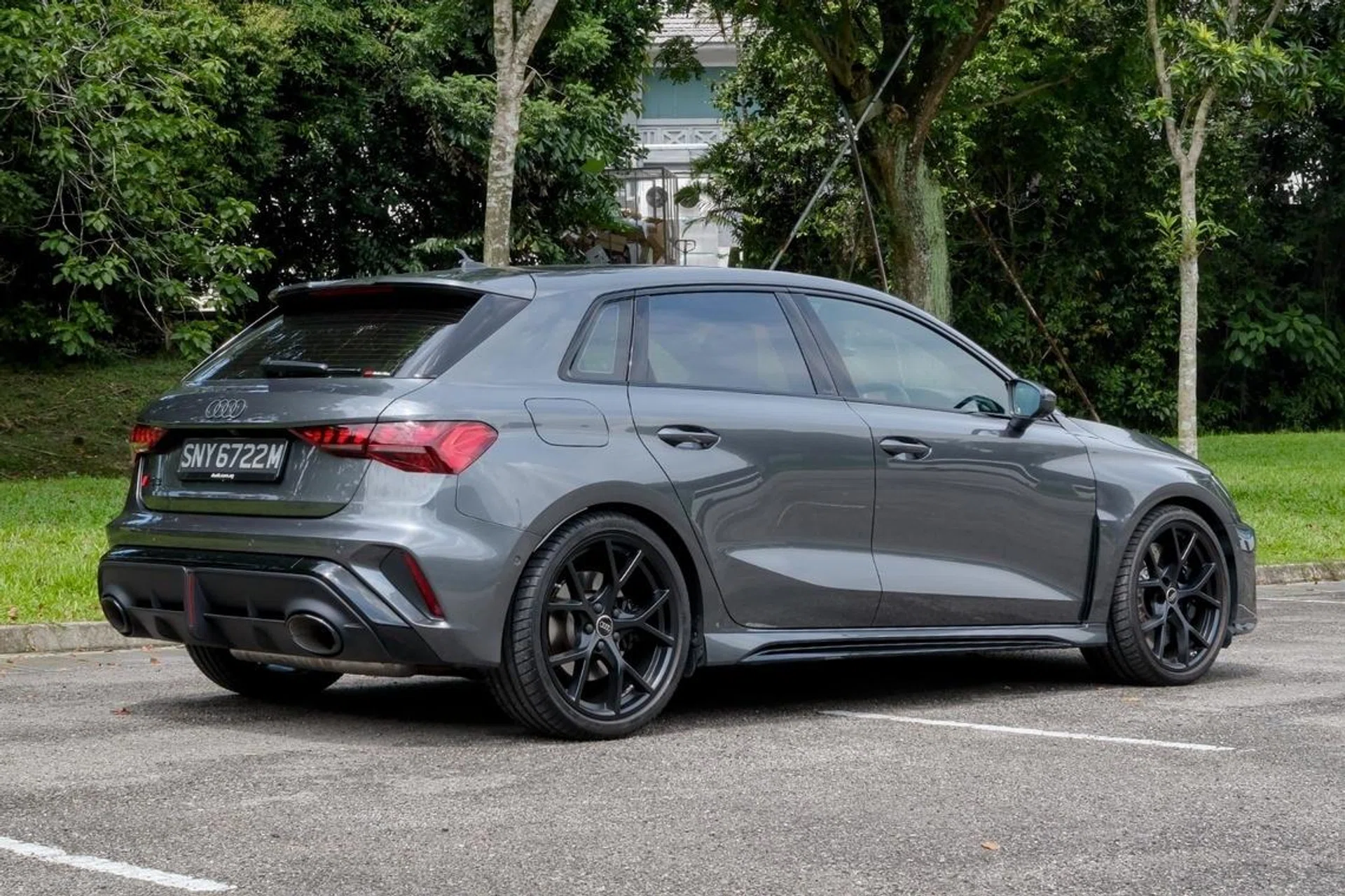 Audi RS3 rear 3/4 view