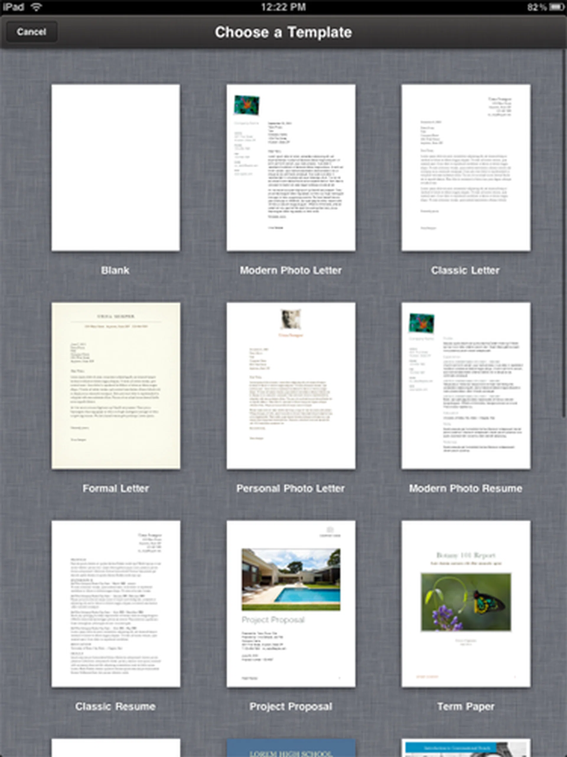 You can even select templates for your document. Pages really tries its best to be a full-fledged word processor.