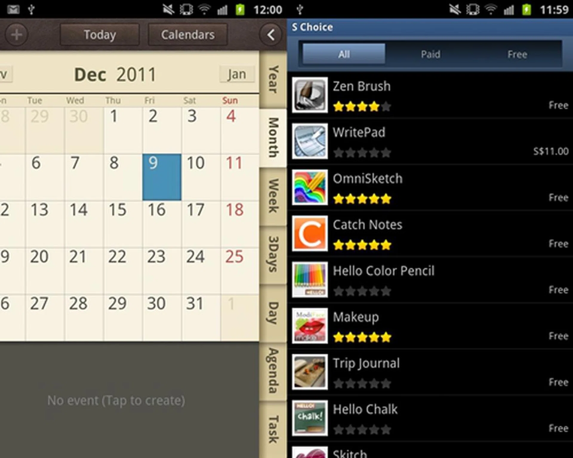 The S Pen Experience, as Samsung calls it, extends to two other apps which are the S Planner and S Choice. The S Planner is basically a calendar while the S Choice provides you with a list of apps that are compatible with the S Pen.