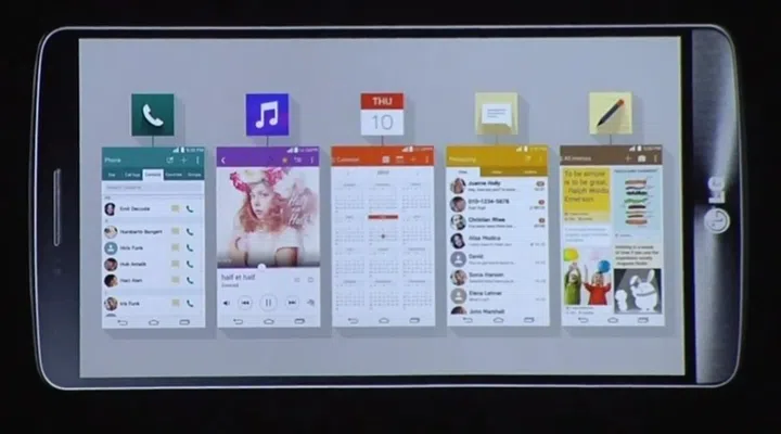 Different apps in the LG G3 are color coded for easy reference.