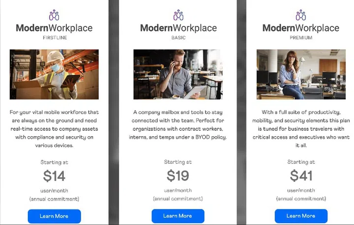 These are the different price plans for MyRepublic's Cloud services. 