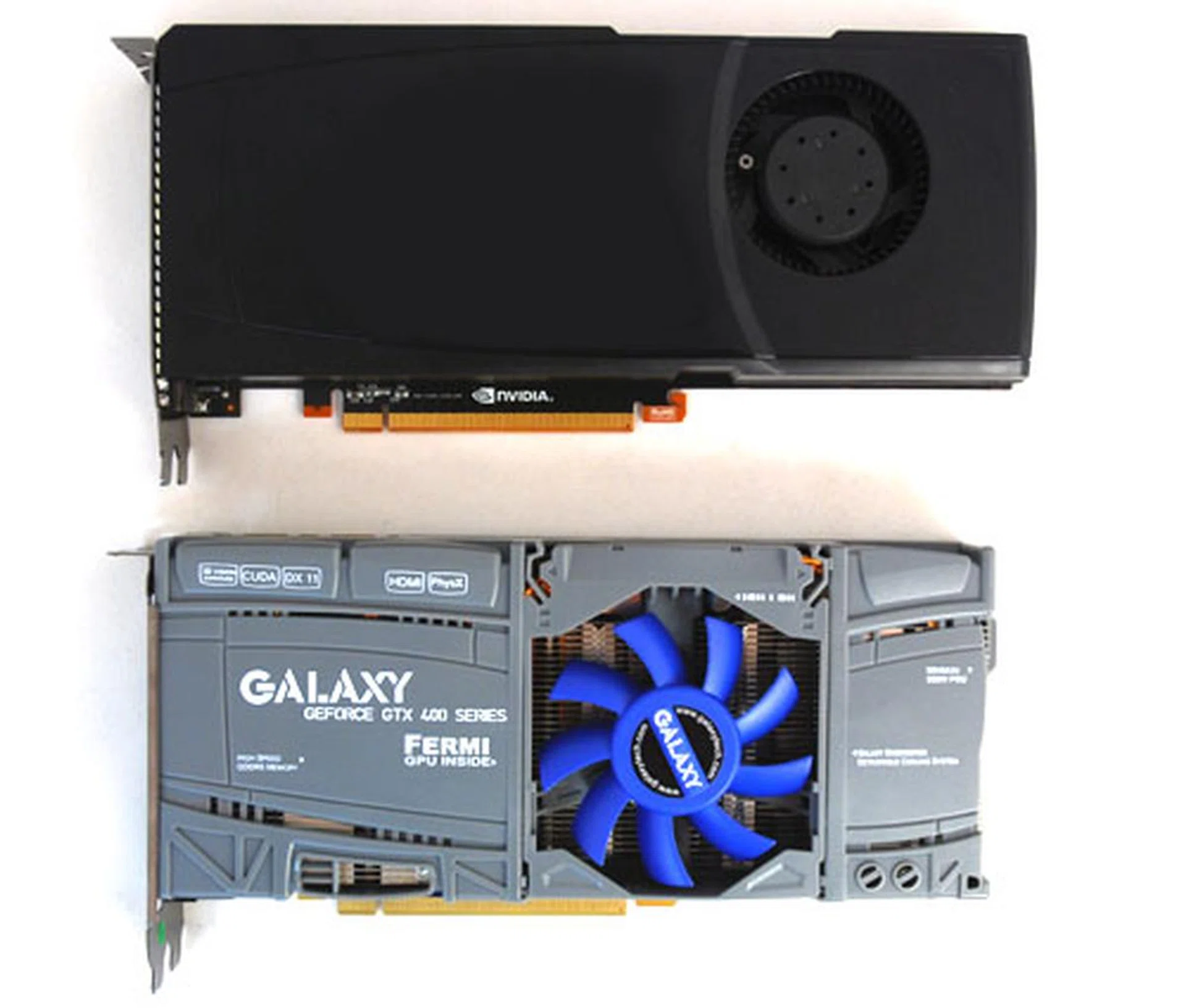 The Galaxy GeForce GTX 470 GC version is only a tiny bit shorter than a reference card.