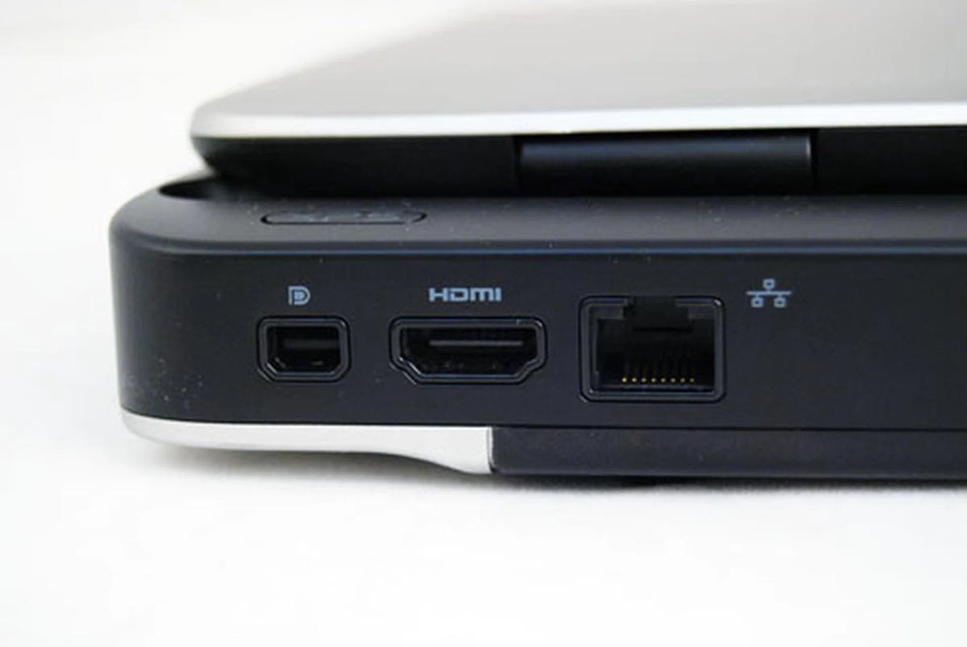 The rest of the ports are on the rear right-hand side - a gigabit LAN port, a HDMI port and a Mini DisplayPort.