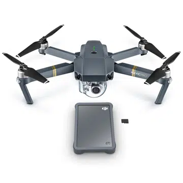 DJI Fly Drive (bottom) with the DJI Mavic Pro drone (top).