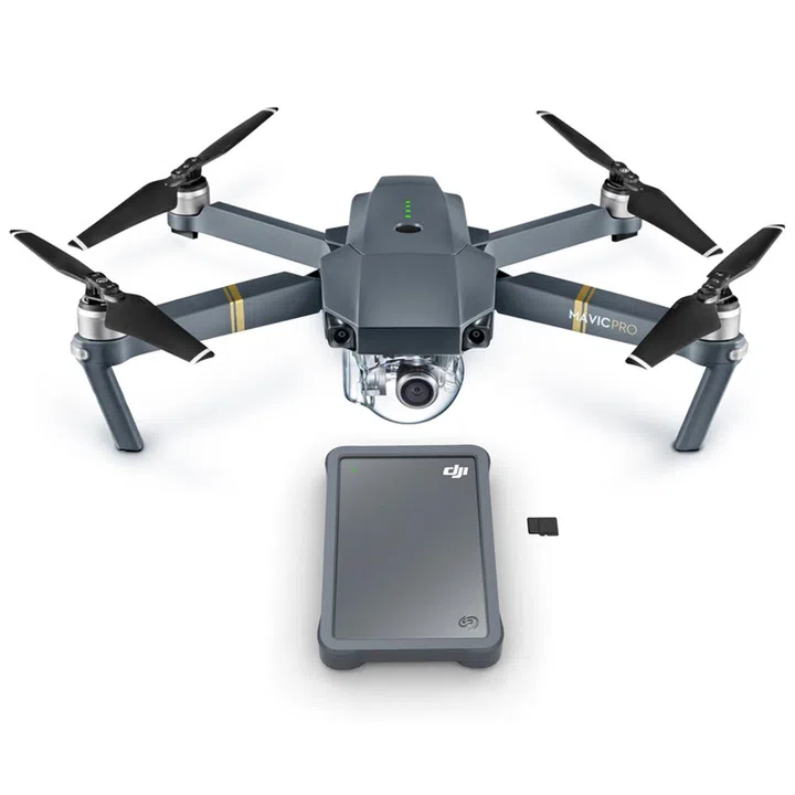 DJI Fly Drive (bottom) with the DJI Mavic Pro drone (top).