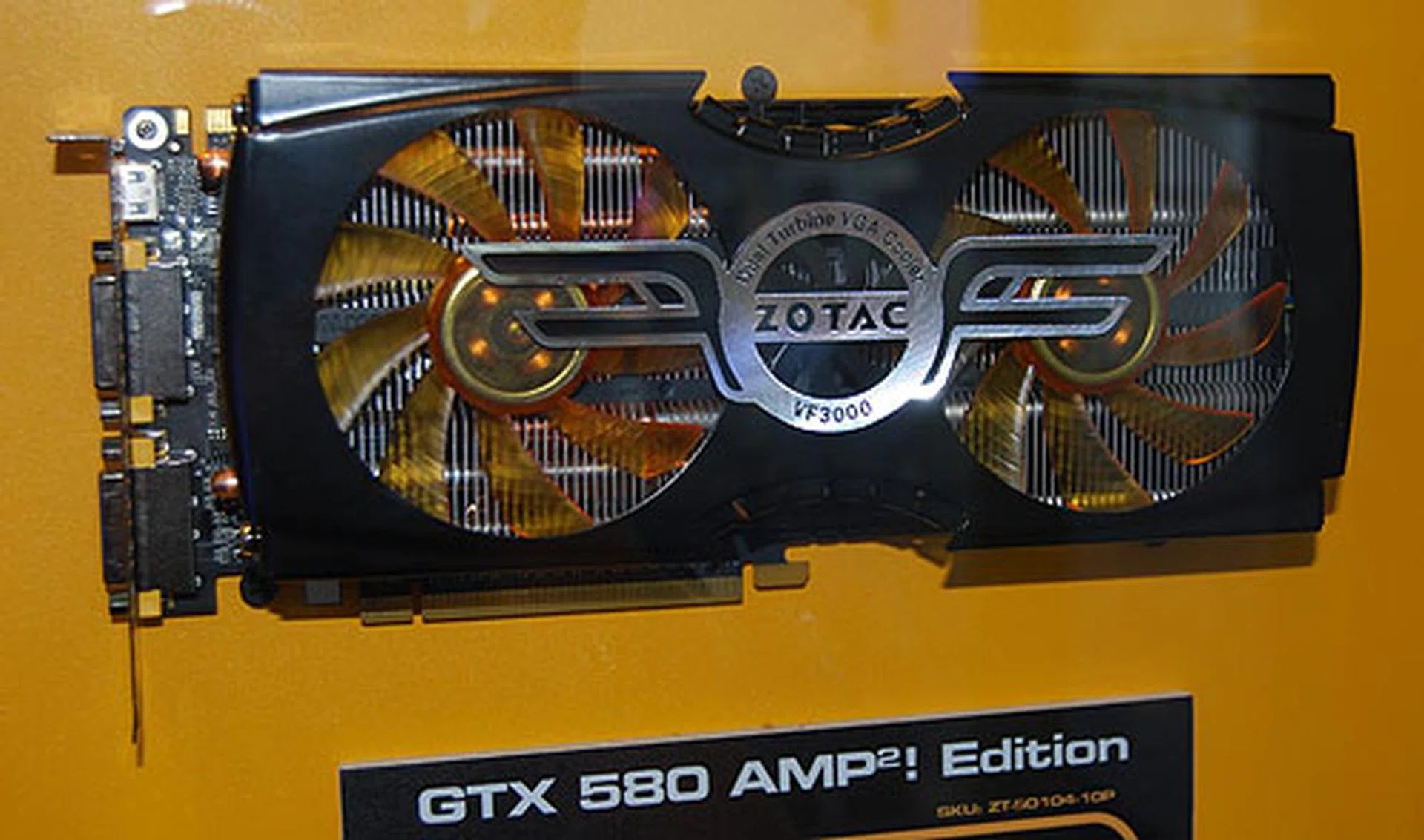 This custom, overclocked GTX 580 has 3GB of DDR5 memory with the clock frequency at 815MHz and 4100MHz DDR5 for the memory.  