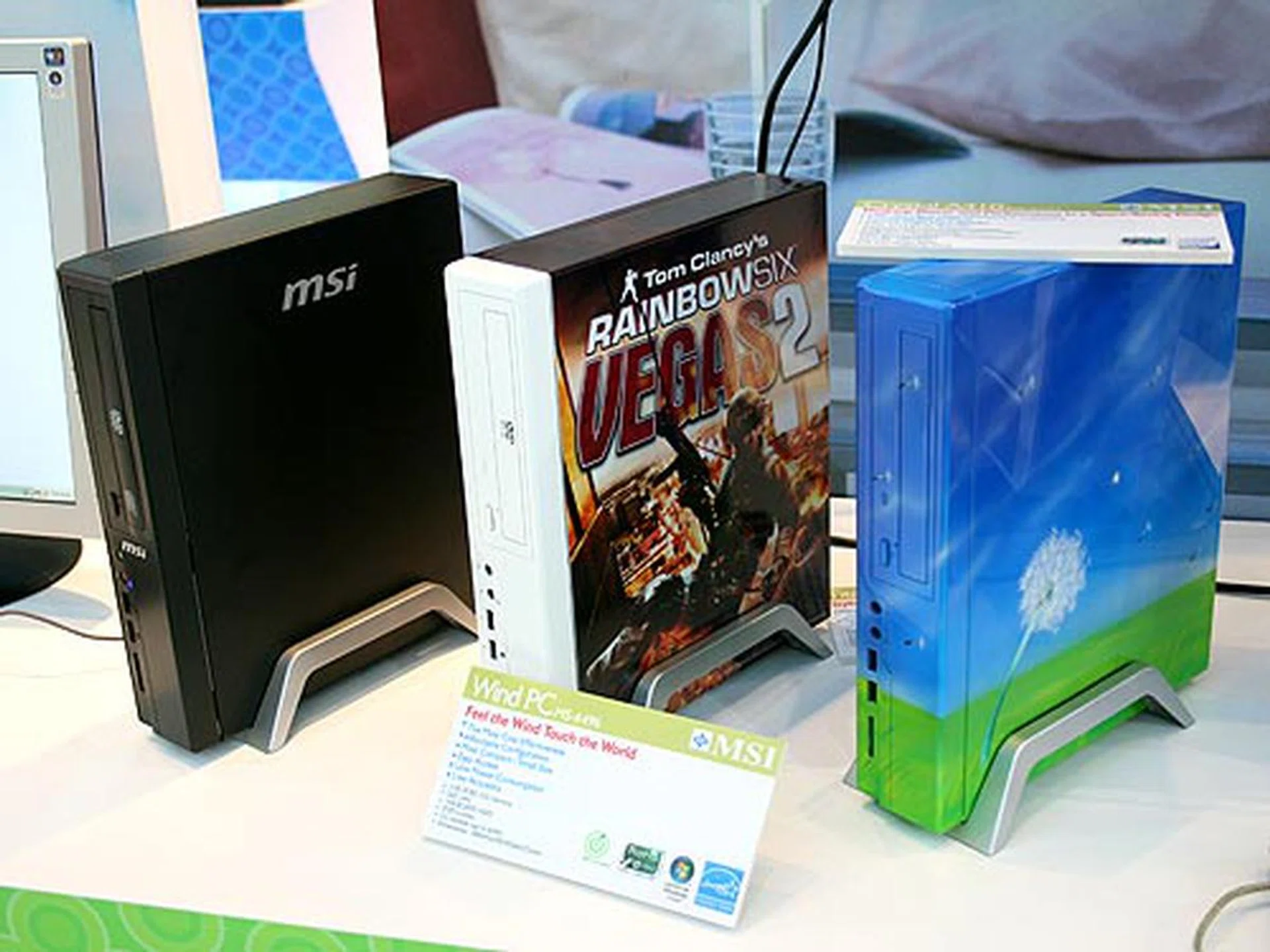  Completing the Wind series, we have the MSI Wind PC which is also based on the Intel Atom processor. Known as a nettop, it's a low power general purpose computer suitable for basic use. The lack of a need for active cooling for the processor would also mean that this PC would be suitable for use even in the library.  