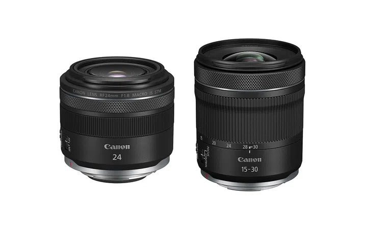 Canon's two new RF lenses, 24mm and 15-30mm.