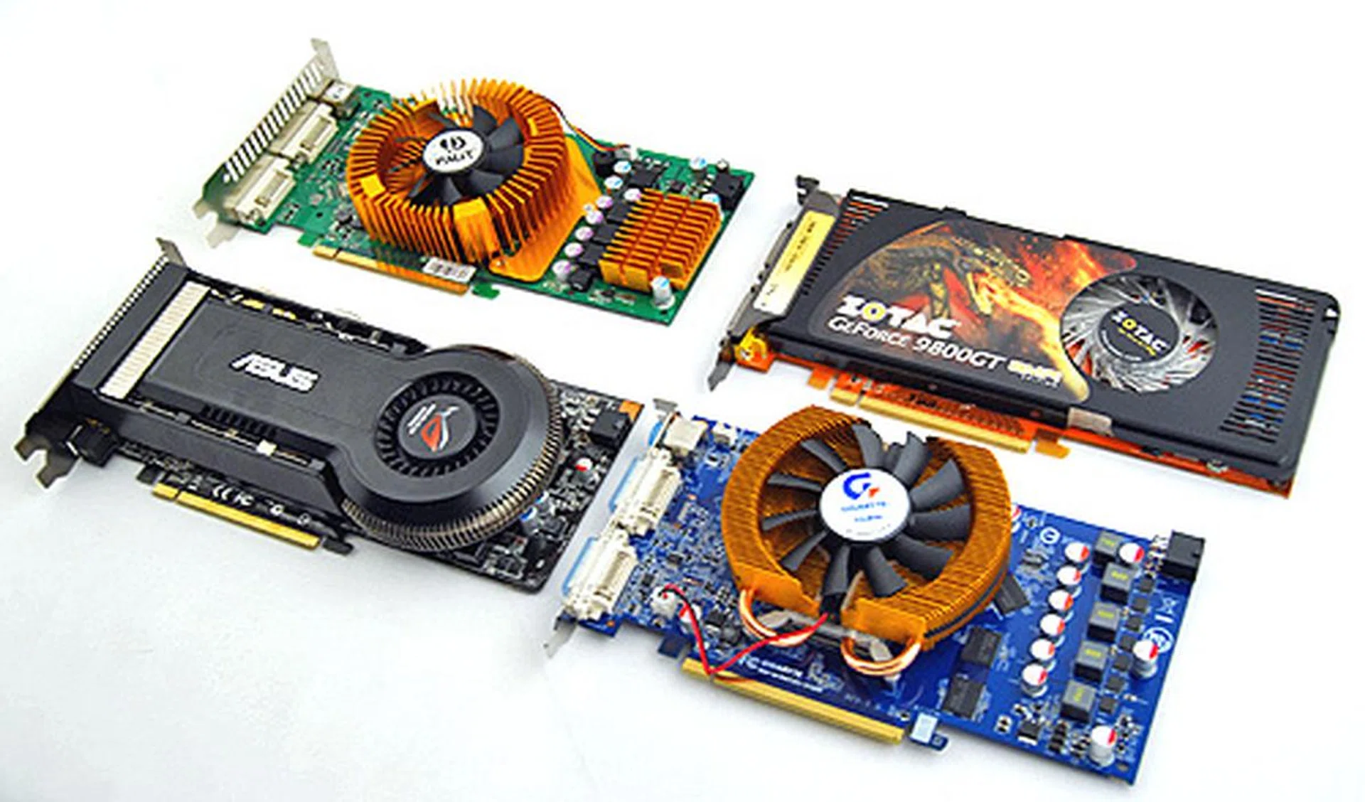 Although ATI's 4850 is the logical mid to high-range card of choice, these 9800 GTs are still very decent options.
