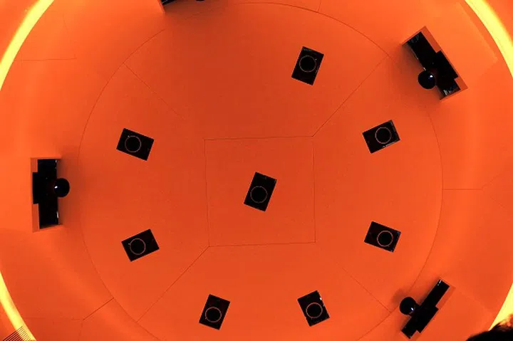 The closed-room audio setup for the DTS:X demo at the DTS booth in CES 2015 had several ceiling speakers but that didn’t hold it back from being able to reproduce audio from all around.
