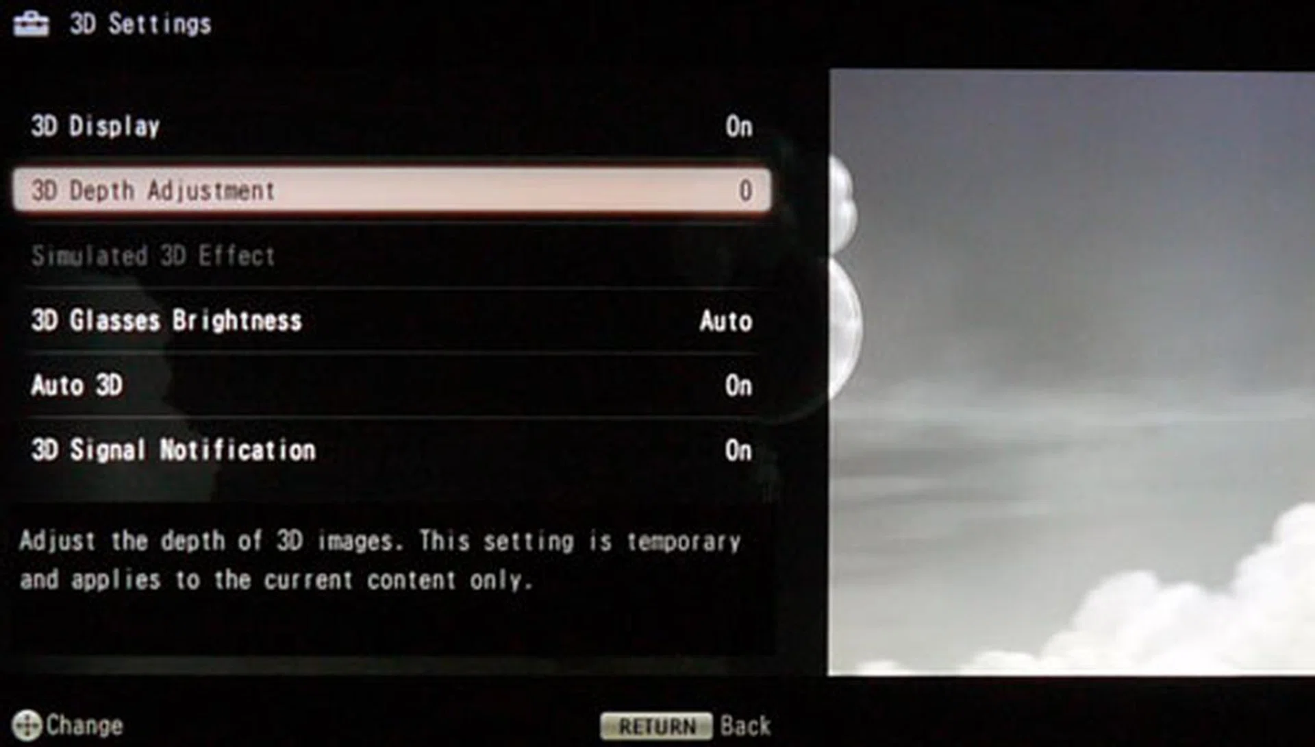 More options are now found under Sony's 3D Settings menu. Note that increasing the 3D Glasses Brightness option actually boosts the display's brightness, and not the lenses. 