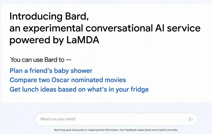 Ask Bard anything. Image source: Alphabet.