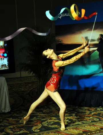 Guests were treated to a gymnastics routine which also served as the subject of the Snapdragon 800 workshop's 4K Ultra HD video recording demonstration.