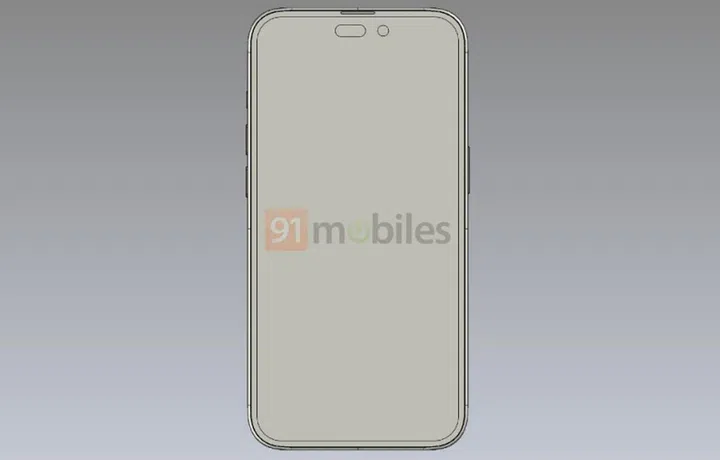 Purported CAD renders of Apple iPhone 14 Pro. <br>Image source: @91Mobiles