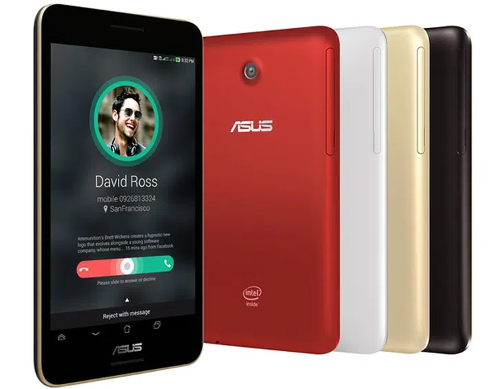 The ASUS Fonepad 7 is available in black, white, gold and red. <br>Image source: ASUS