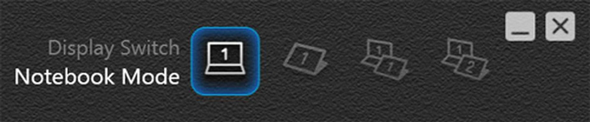 The Taichi has a total of four usage modes thanks to its external display. This is a screenshot of the ASUS software utility that also helps toggle through the different modes of use.
