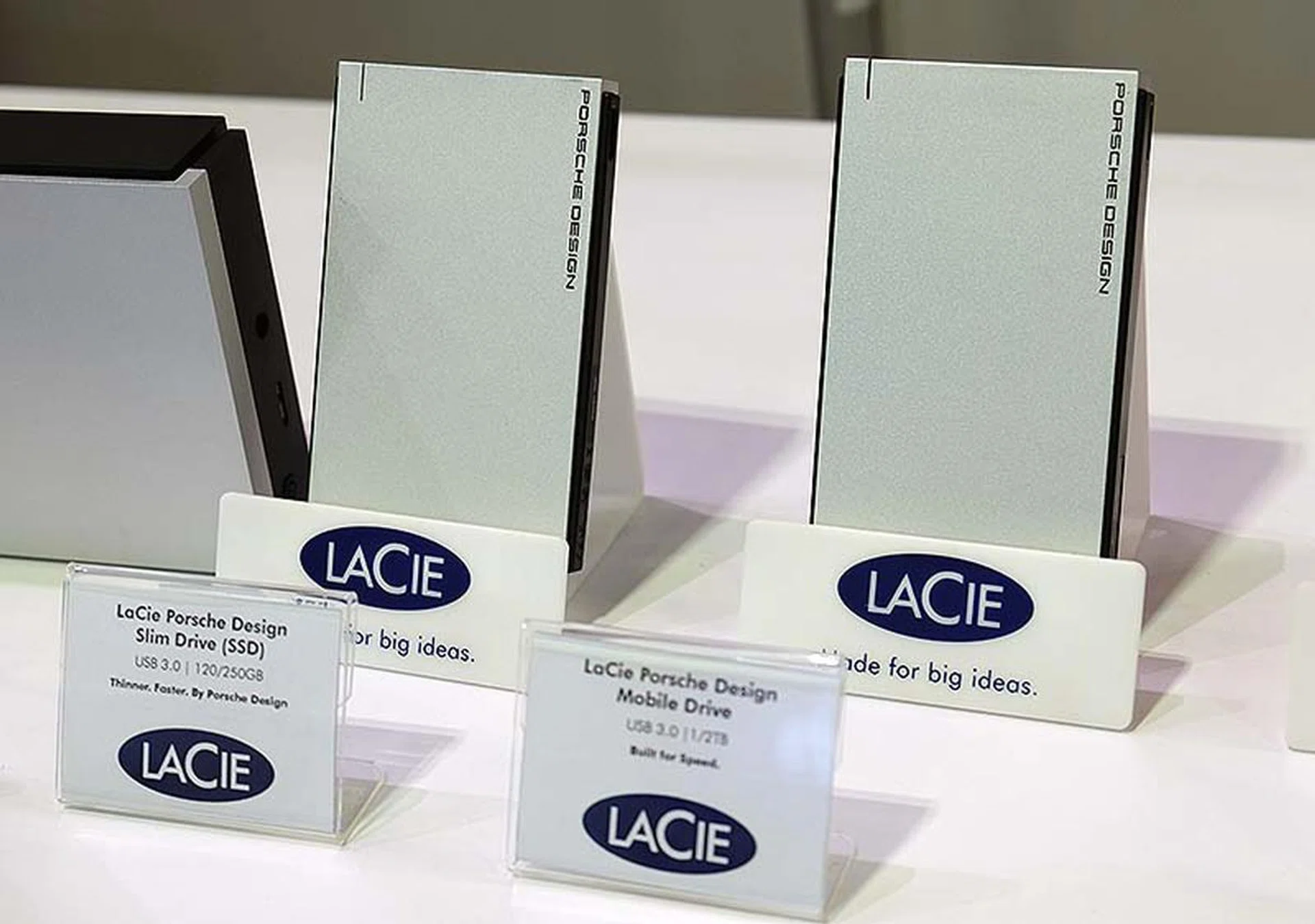 Portable external hard disk drives don't get any more sexy than LaCie's new Porsche Design Slim Drives and Mobile Drives. Prices begin at $119 for a 500GB drive and top out at $195 for a 2TB drive.