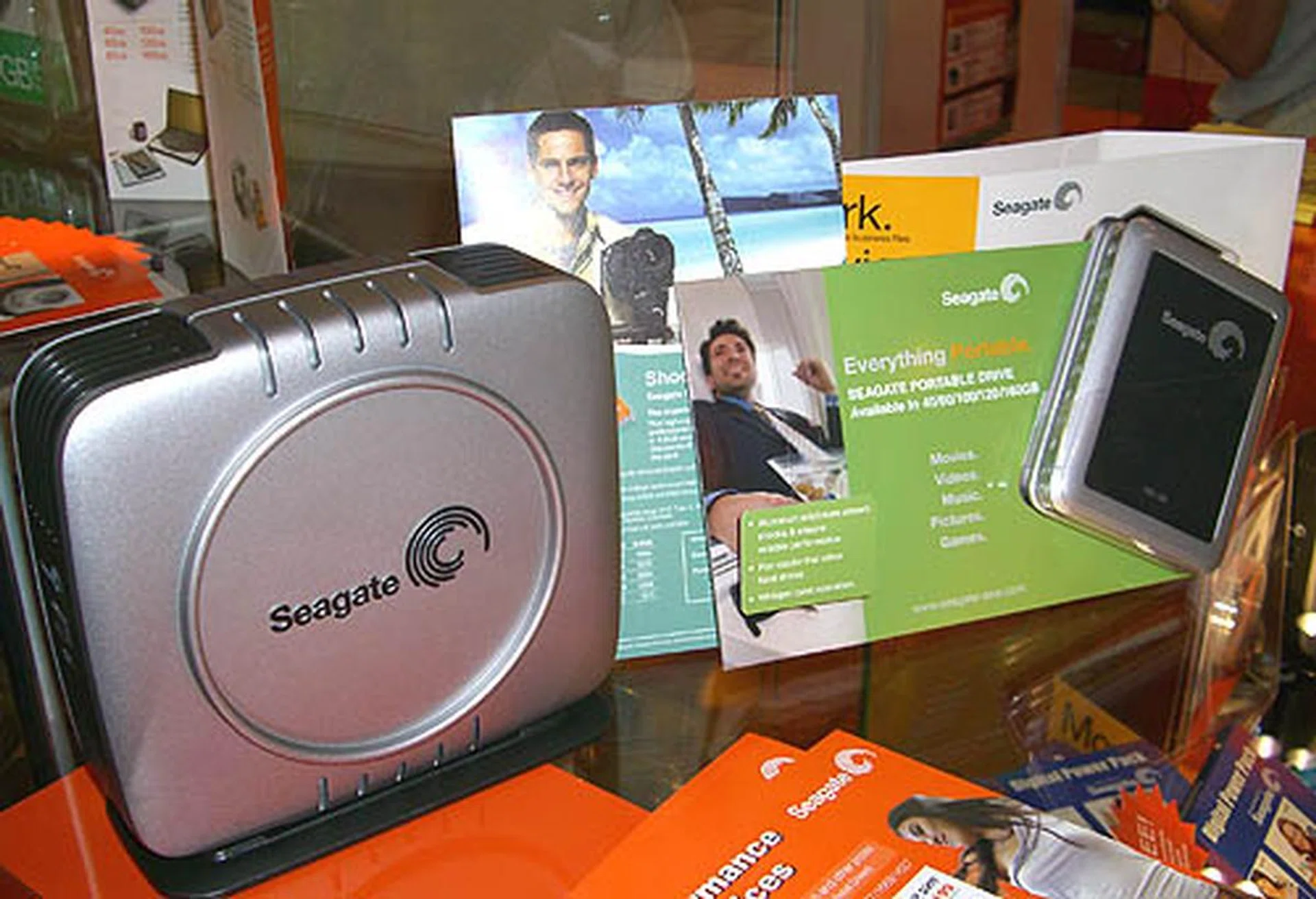 Seagate was touting its portable and external hard drive selection and top of our pick is the S$299 300GB Pushbutton backup drive, including software like Ulead Photo Express and Video Studio valued at S$200 - all bundled in. 