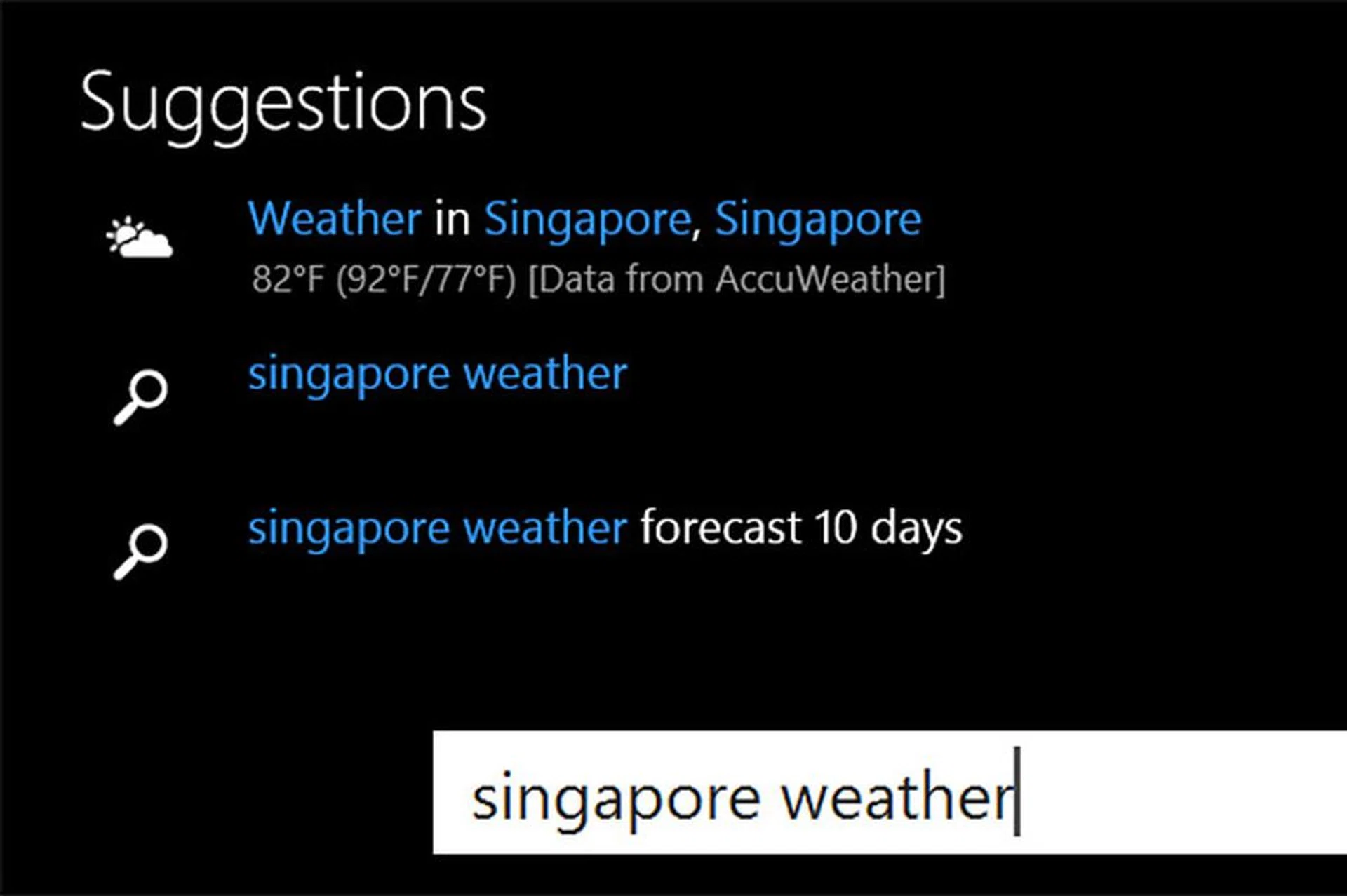 You get weather and stock price results directly.