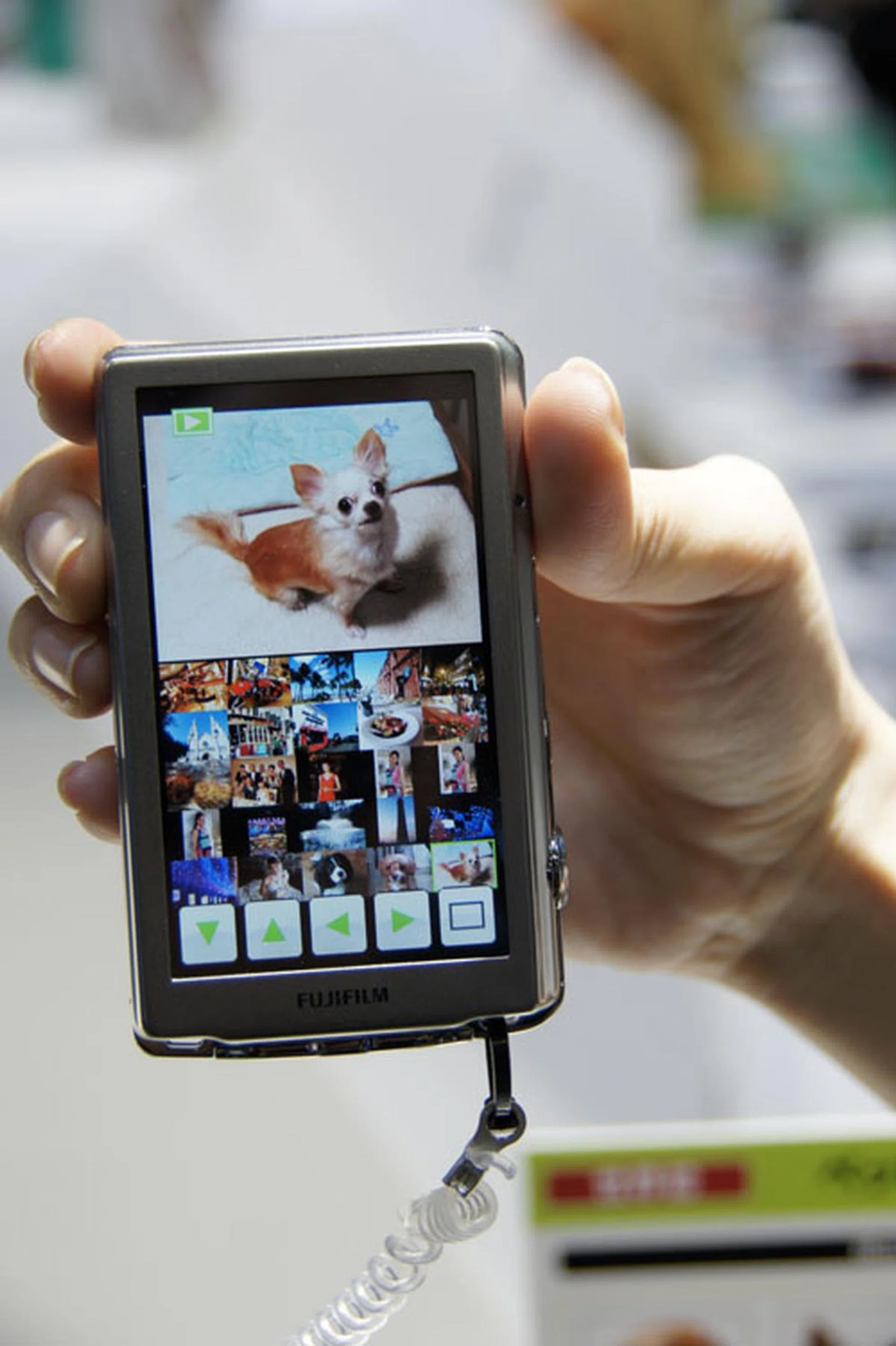 Although Fujifilm was touting the Z700's pet facial recognition feature (which explained all the stuffed animals lying around), we were hyped about the touch-screen interface, which was very fast, very colorful.