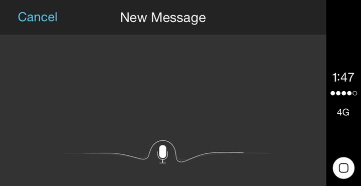 Get used to this screen. It comes on whenever you activate Siri, and trust me, you'll be using Siri a lot, especially if you want to send messages.