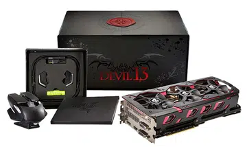 The entire contents from the package of the Devil 13 Dual Core R9 390. (Image source: PowerColor)