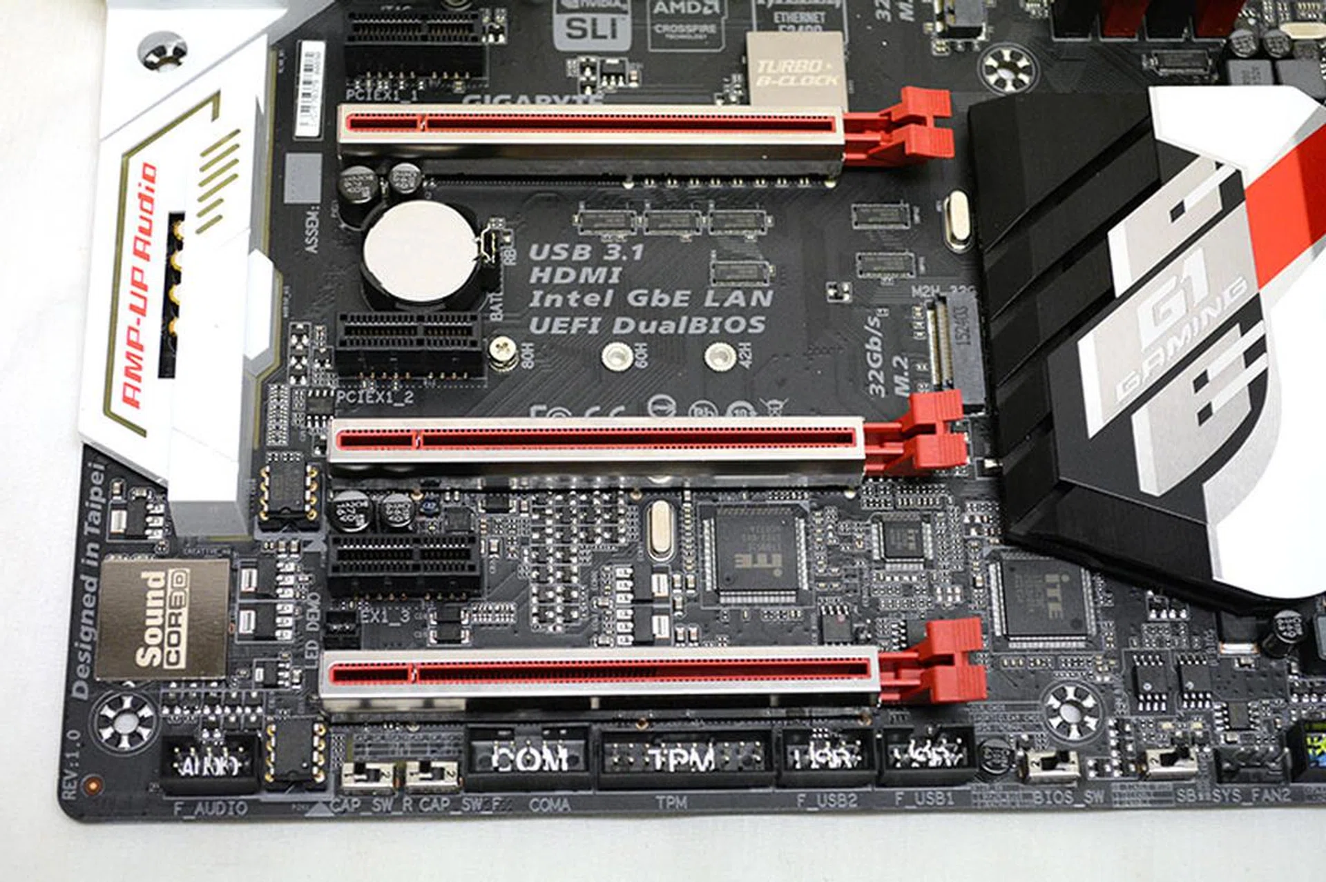 All three of the PCIe 3.0 x16 slots are reinforced with metal.