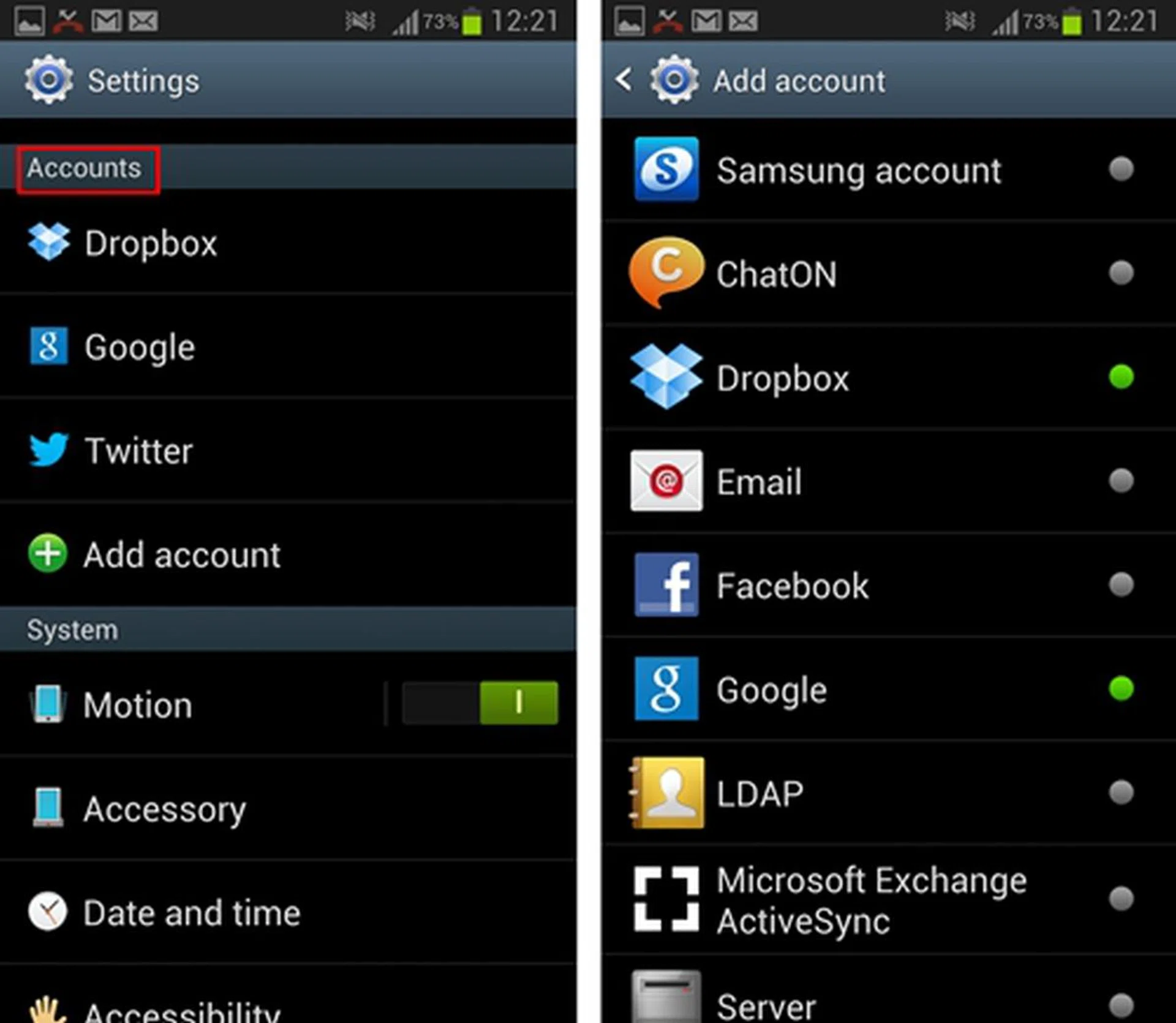 With a whole section dedicated to it under Settings, information about your accounts gets more prominent eyeball space. Adding accounts is made easier too.