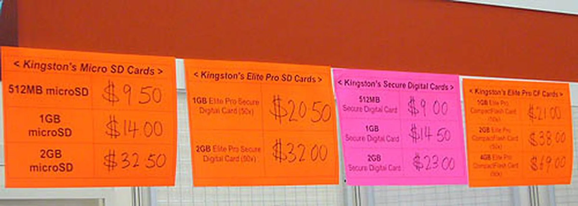  More prices of Kingston memory products.  