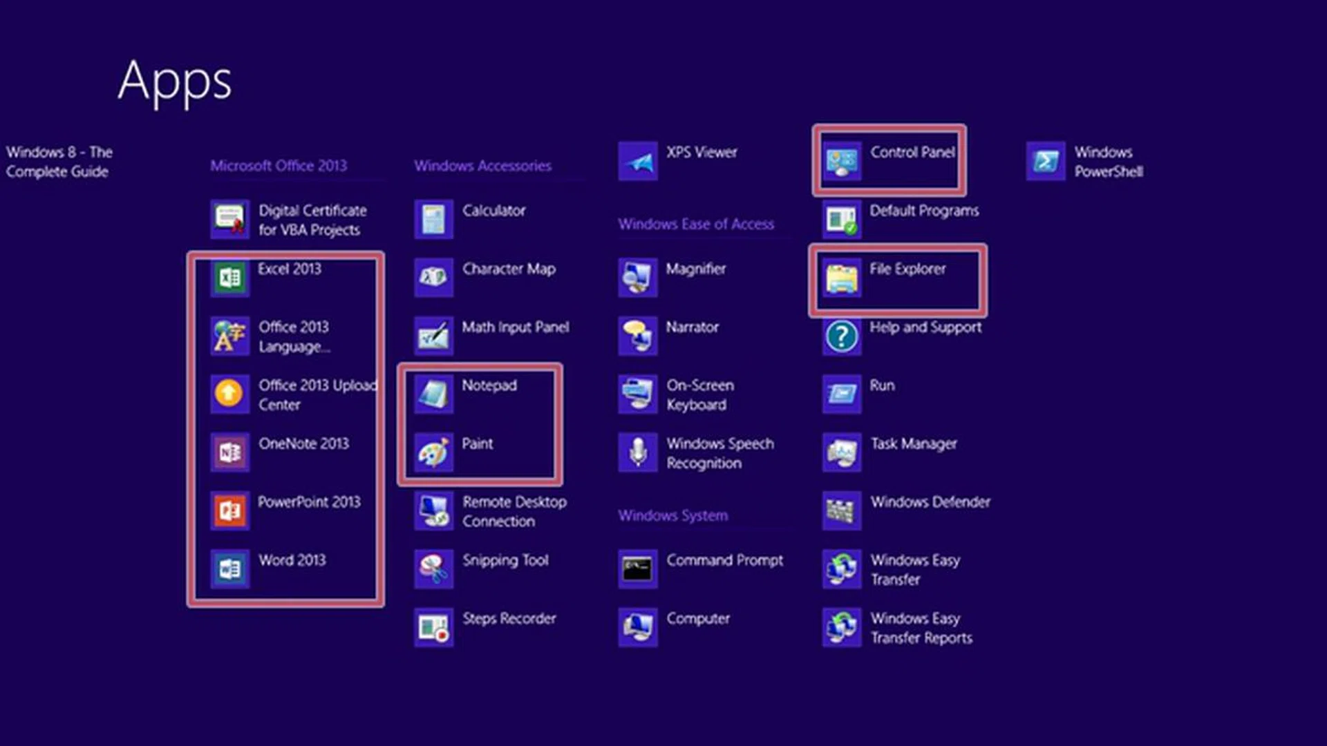 The Desktop Mode gives you access to several familiar apps such as Control Panel, Internet Explorer 10, Notepad and Paint.
