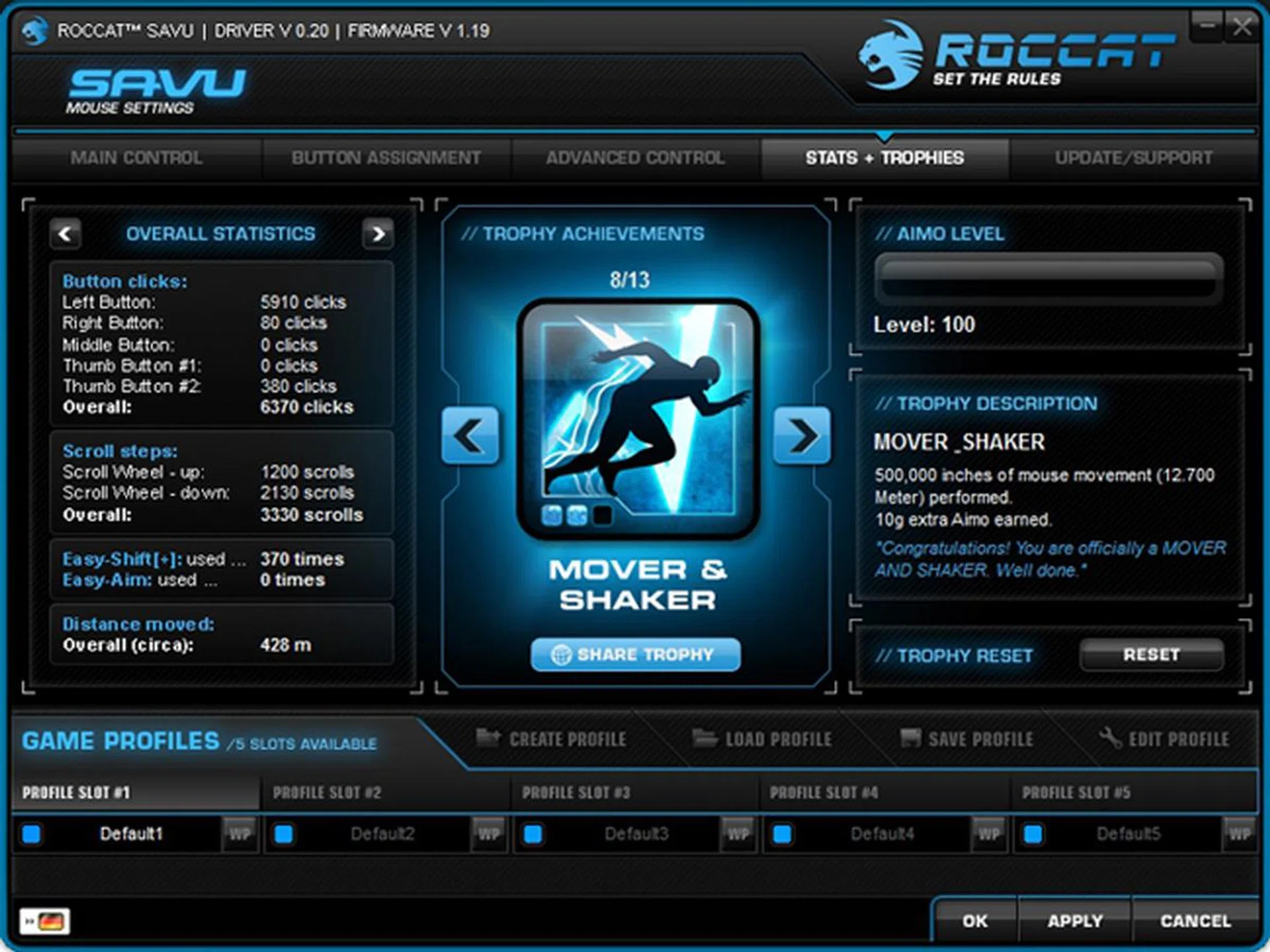 Earn trophies and achievements the more you use your mouse.