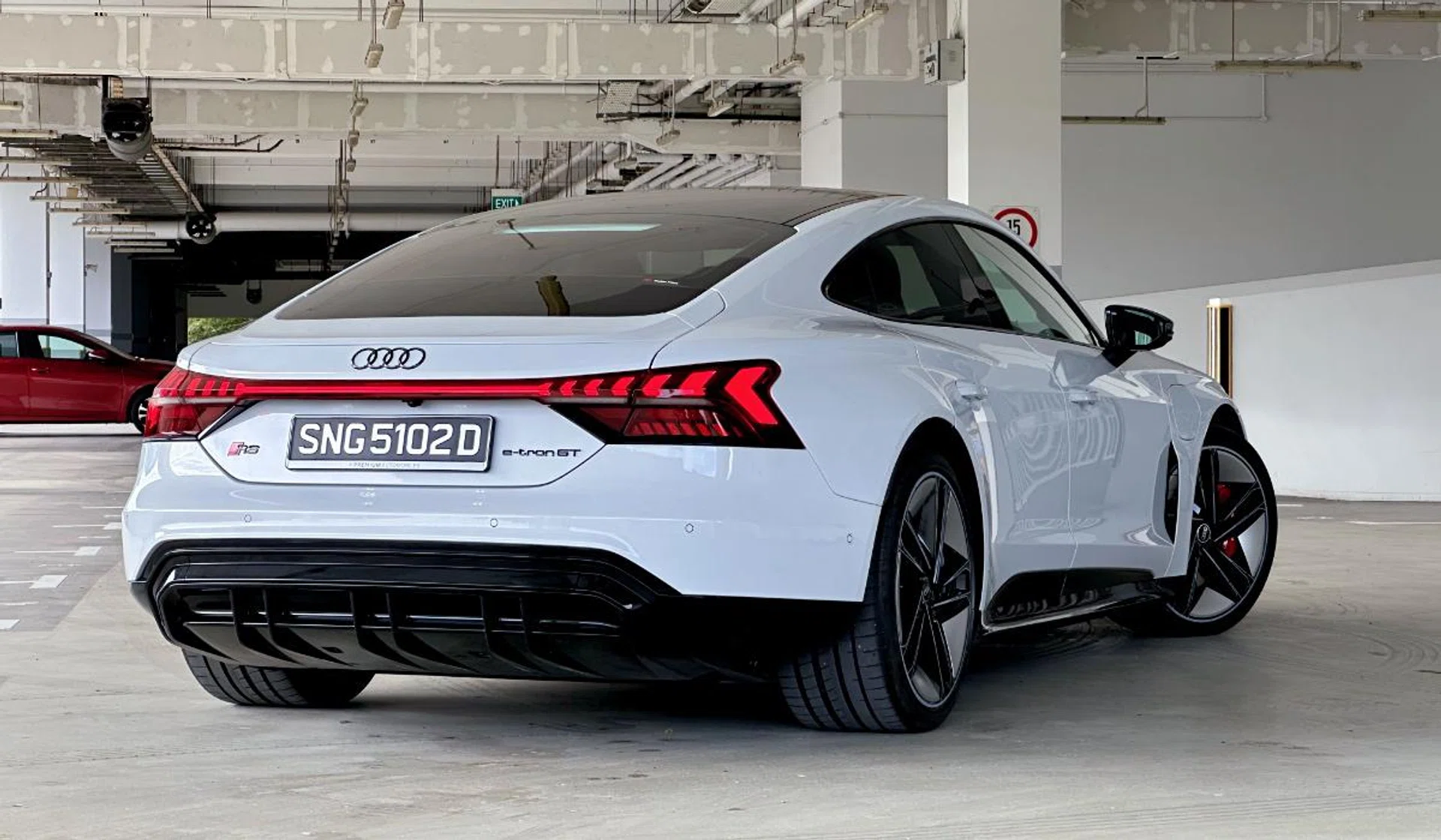 The signature twin oval tailpipes of Audi RS cars is missing because the RS E-tron GT has no engine.