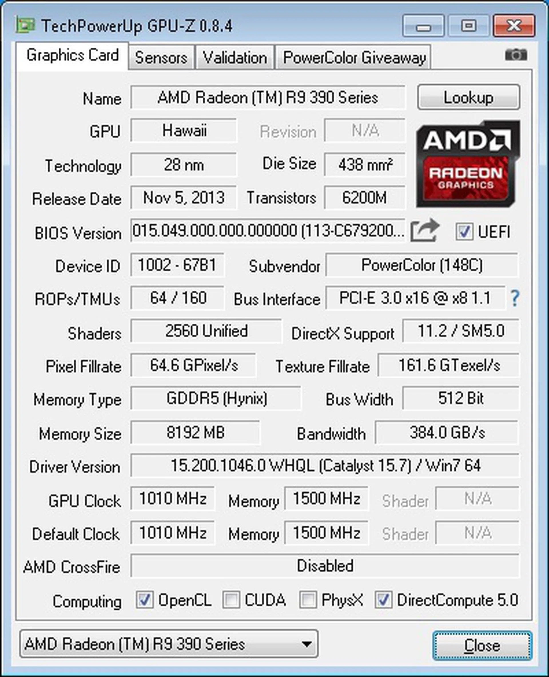 A quick look at the card's specifications.