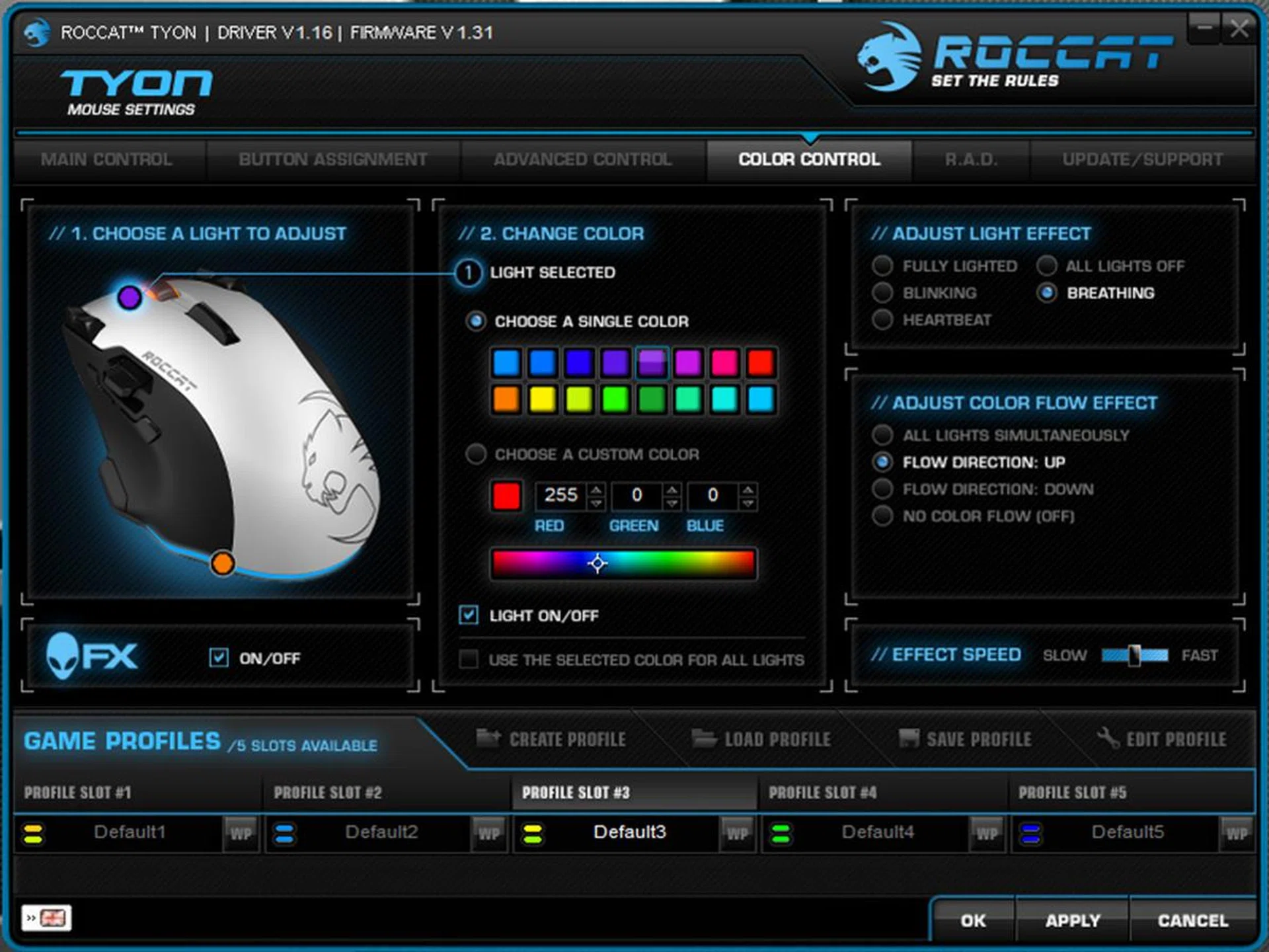 This is our favorite section in the Roccat Driver. We never get tired of mixing and matching colors.