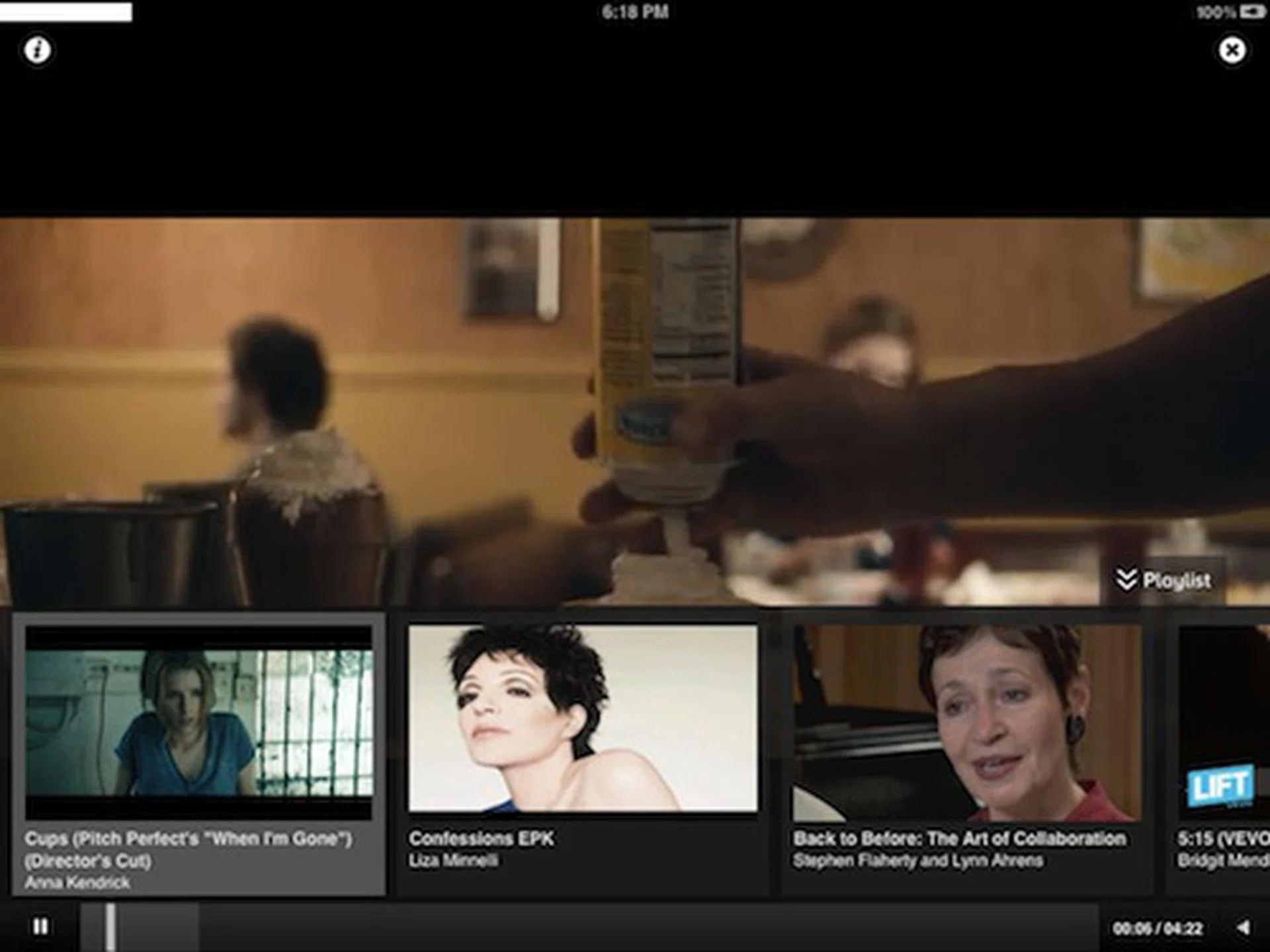 The actual playback screen for VEVO comes with relevant music videos that might appeal to you. Similar to the Related Artist segment of Spotify, this one helps keep you navigating deeper into the app.