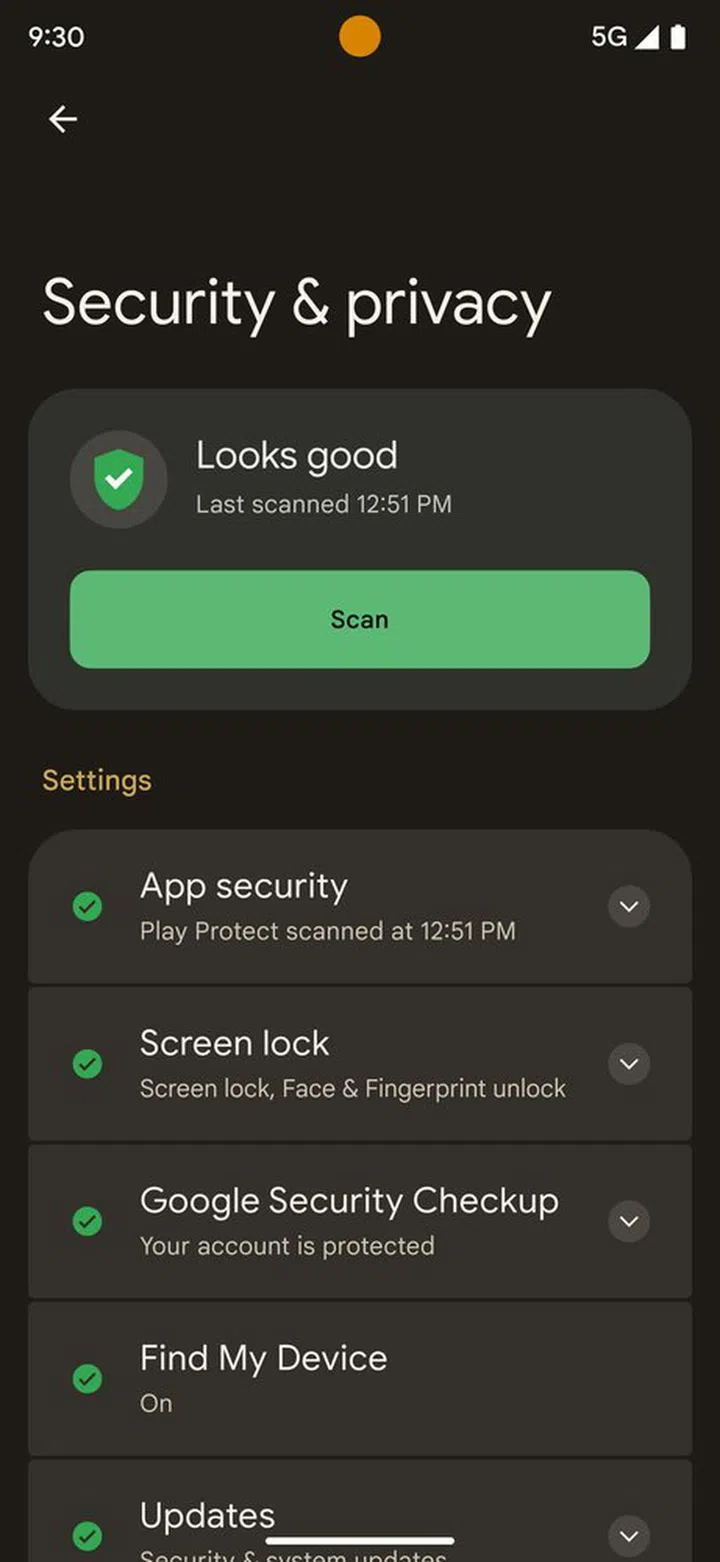 Security and privacy check-ups can now be done at a glance.