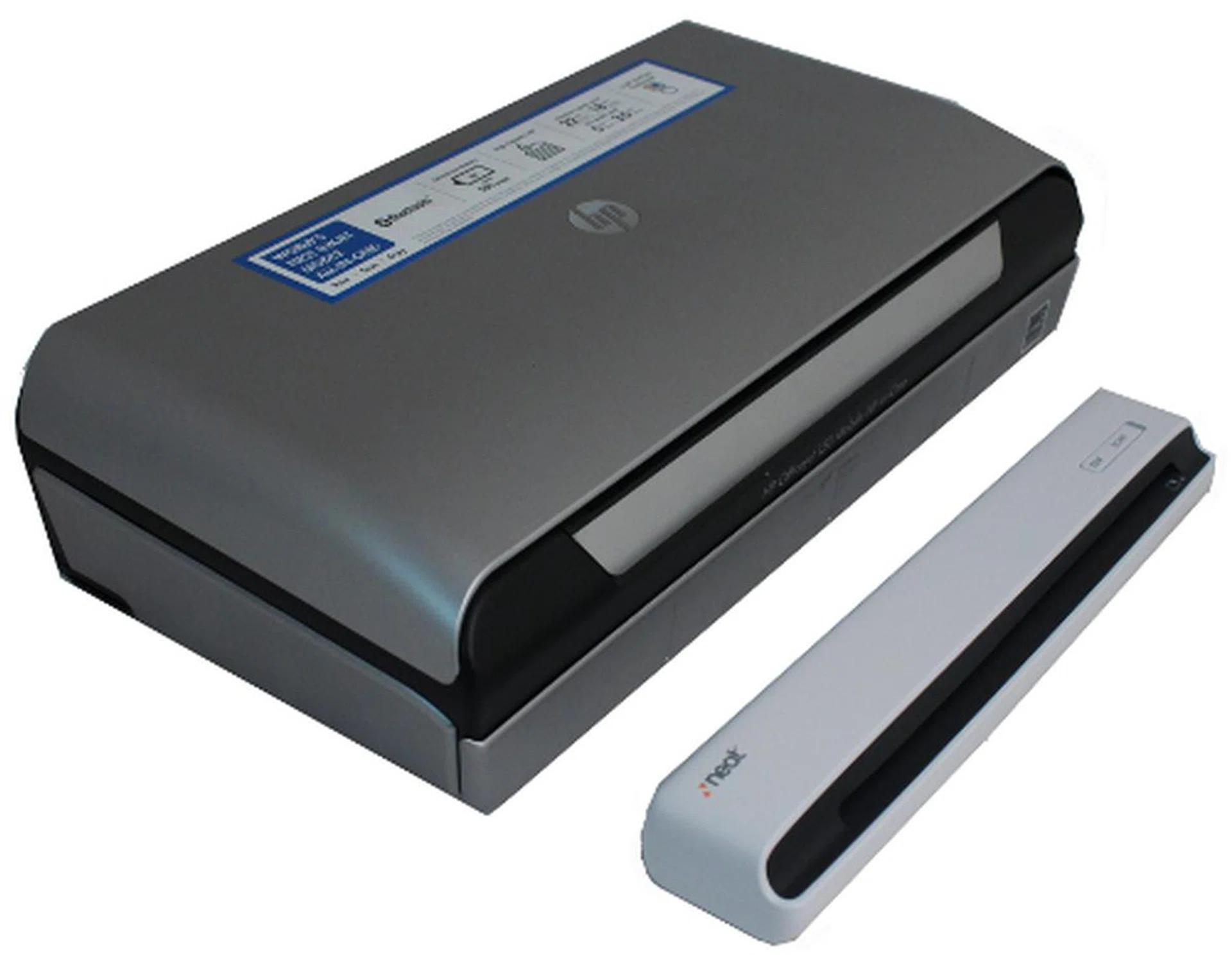 Here's the HP Officejet beside the Neatscan to Office, a portable scanner. While the Officejet 150 looks much larger, do remember that the Officejet 150 is a full-fledged AIO, albeit a 'portable' one. 
