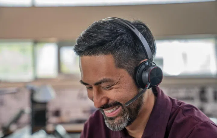 There is a mute alert if you start talking while on mute. Image courtesy of Poly. 