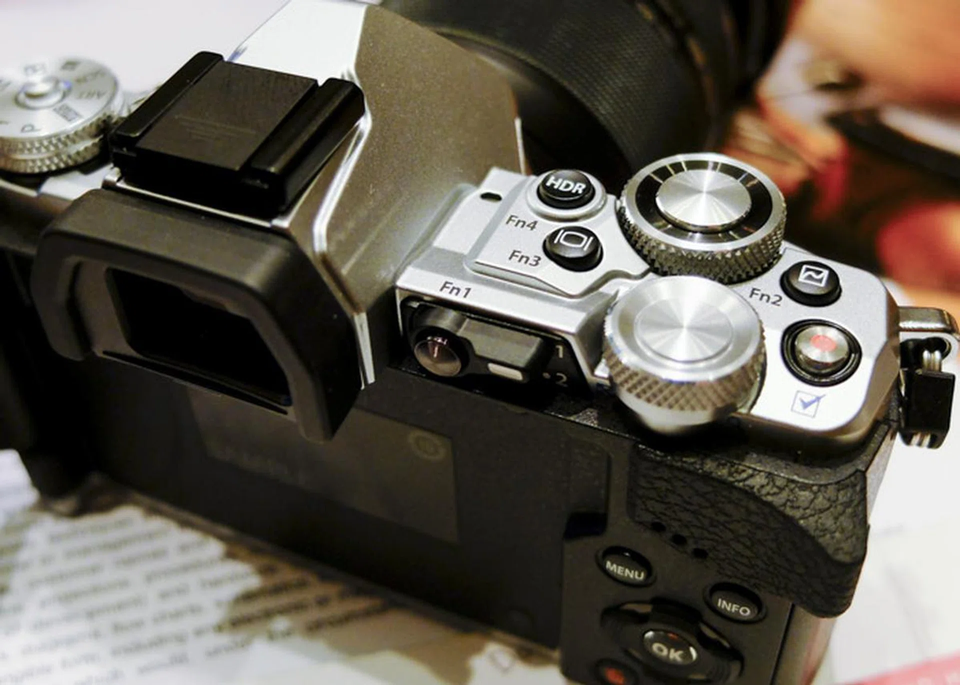 A close-up of the new shutter and aperture dials.