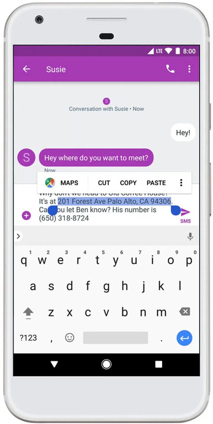 Smart Text Selection at work.
