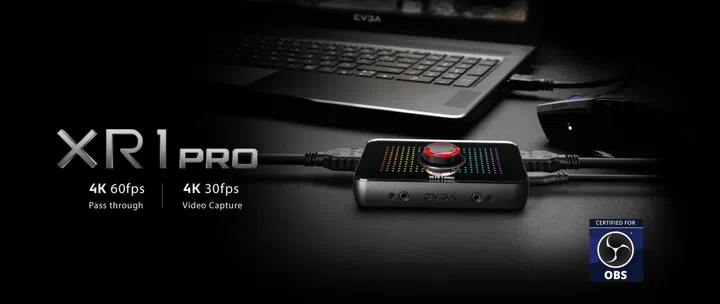 The EVGA XR1 PRO with 4K@60fps pass through and 4K@30fps video capture (image source: EVGA)