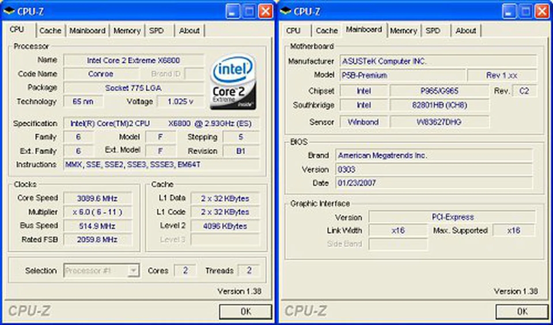 CPU-Z overclocking screenshot. Click for full sized image.