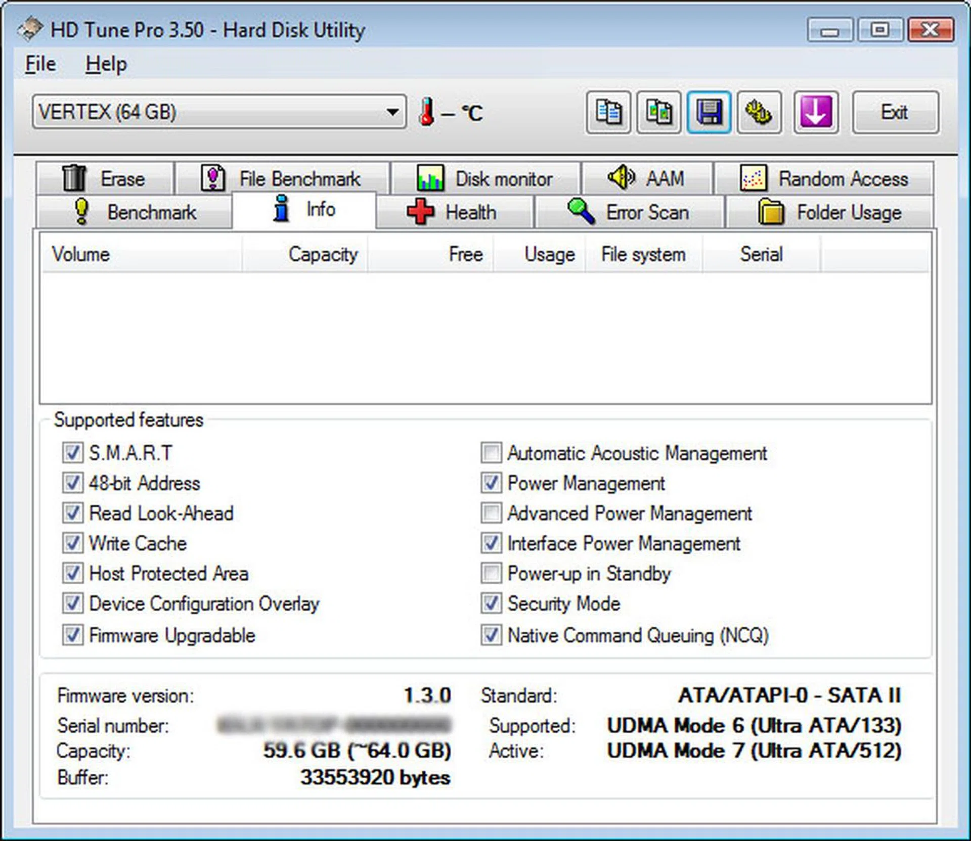 The Vertex has an additional tick beside interface power management.