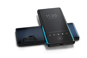 Motorola Edge+ in Thunder Grey.